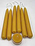 3 Pairs, 6 x 3/4 INCH (6 Candles) - Beeswax Early American Style Hand Dipped Taper Candles - Sold in Pairs - with one Complementary Tea Light Included.
