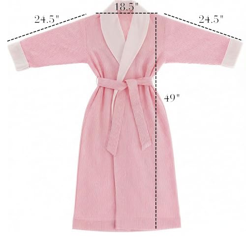 Image of Telegraph Hill Double Layer Seersucker Robe - Pink Stripe - Small