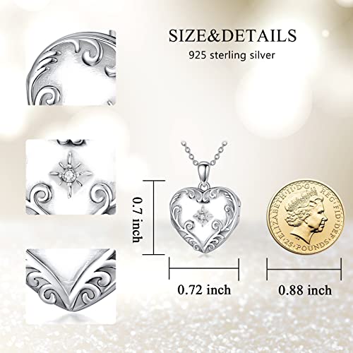 Bethza Diamond Heart Locket Necklace Sterling Silver That Holds 4 Pictures 0.035Ct Diamond Photo Pendant Necklaces For Women Mother #TOP6