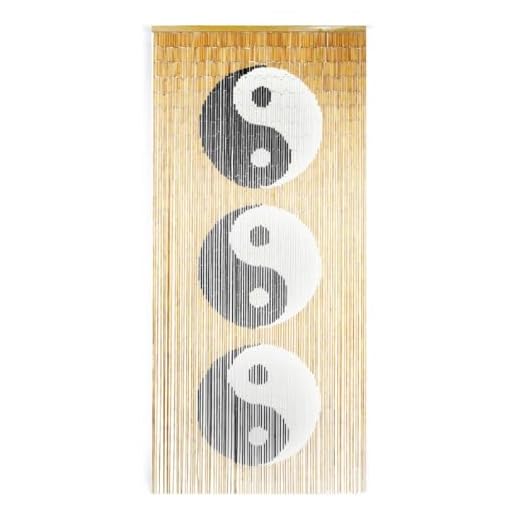 TACHILC Ying Yang Bamboo Bead Curtain, Doorway Hanging Beads, Bamboo Door Beads 35.5 inches x 78 inches, 90 Strands