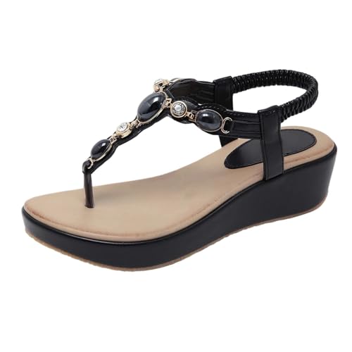 Sandalias mujer verano boheme estilo romano con adornos de rhinestone y piedra