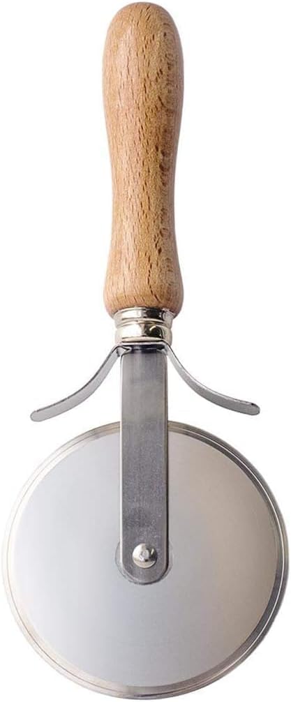 Eppicotispai Stainless Steel Pizza Cutter with Wooden Handle, 3.94-Inch