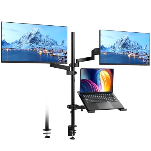 Double bras d'écran PC et support PC portable réglable 17-32" inclinaison