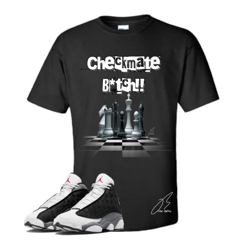 Shirt To Match Jordan Retro 13 Black Flint,Checkmate Unisex Graphic Tee,Sneaker Match,Gift (M, Black)