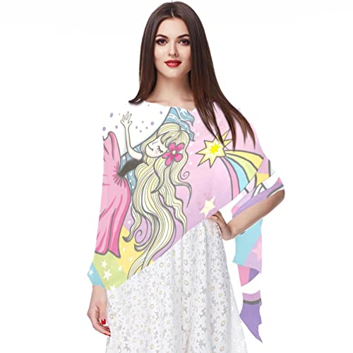Foulard en mousseline de soie anti-transpiration grand voile léger licorne femme