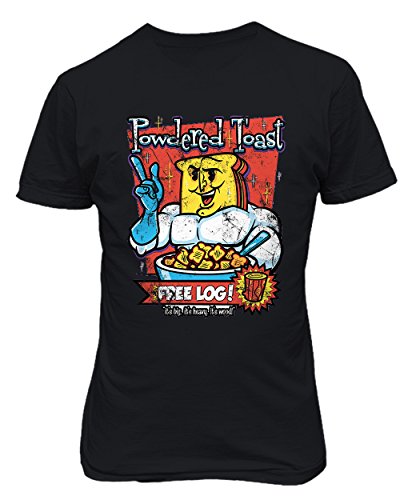 RIVEBELLA New Graphic Powdered Toast Crunch with Free Log Novelty Tee Ren Stimpy Men's T-Shirt (Black, 3XL)