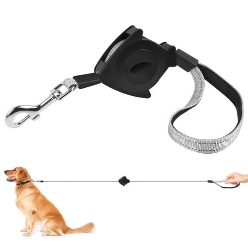 Automatische Hundeleine - 1.4m Einziehbare Leine - 150KG Max Zugkraft PA66+Polyester - 3M Reflektierend für Nachtsicherheit - Bis 25KG Hunde Schwarz