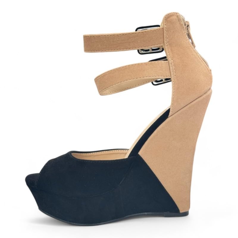 Liliana Women's Wedge High Heels Platform Sandals With Ankle Strap Wedge sandals3