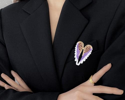 Image of vmcoatdu Women's Guardian Angel Wings Brooch Pin Crystal Angel Wings Brooch Multicolor Lapel Pin Badge
