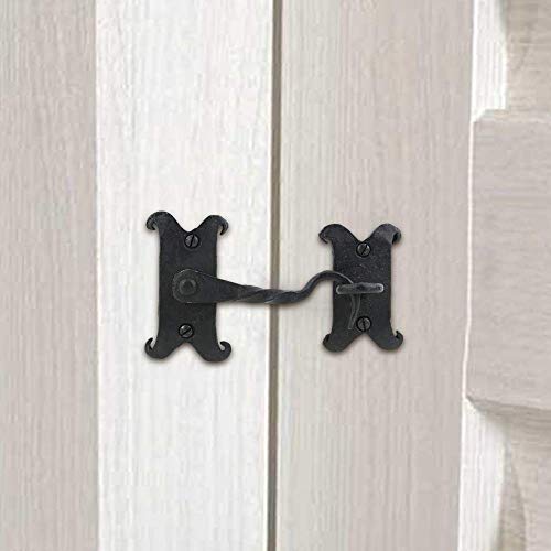 A29 Cabin Hook, 4 7/8 Inches Iron Eye Latches Cabin Door Gate Latches, Window Sash Catch Hook Lock, Barn Door Locks Latches, Black Powder Coat Finish #TOP3