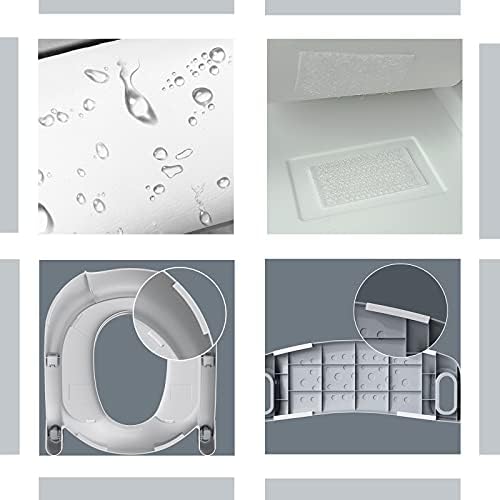 GLAF Potty Training Toilet Seat for Toddler with Step Stool Ladder for Boys Girls Kids Potty Seat for Toilet 2 in 1 Foldable Adjustable Potty Chair with Soft Cushion and Non-Slip Wide Steps (Grey) — view 6