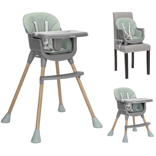 Lorelli Children's High Chair with Grows with Your Child Vanilla, 3-in-1 Children's High Chair, Baby Chair with 5-Point Safety Belt, Children's Chair, Double Tray and PU Leather Cover, Green Lorelli Children's High Chair with Grows with Your Child Vanilla, 3-in-1 Children's High Chair, Baby Chair with 5-Point Safety Belt, Children's Chair, Double Tray and PU Leather Cover, Green