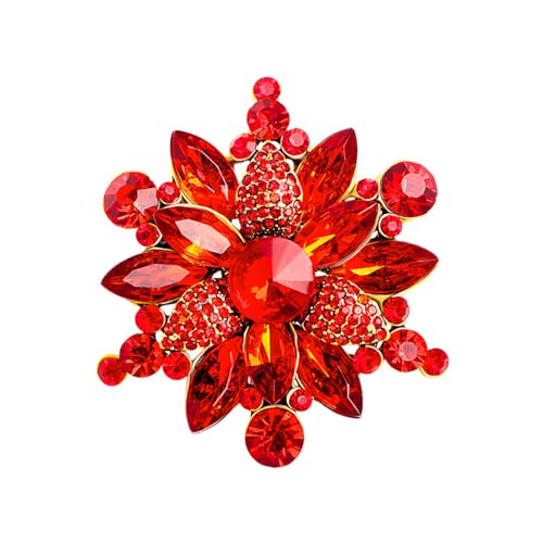 Image of Rhinestone Flower Brooch - Red /Yellow /Blue /Green Crystal - Big Large Wedding Ball Birthday Party Elegant Clothing Hat Bag Accessories Jewelry for Women