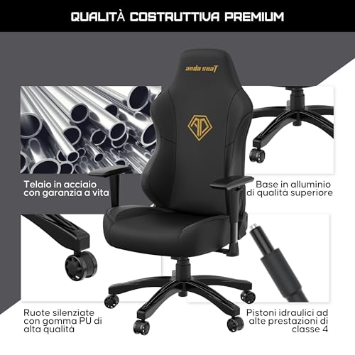 Phantom 3 Sedia Gaming Ergonomica per Adulti - Poltrona Gaming Reclinabile in Similpelle con Supporto Lombare e Braccioli Regolabili - Gaming Chair Premium per Ufficio e Casa, Nero - Sedia gaming - Immagine 7