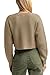 Jumppmile Cropped Sweater for Women Knit Crewneck Long Sleeve Crop Sweater Pullover for 2025 Fall Winter Fashion Outfits Khaki S
