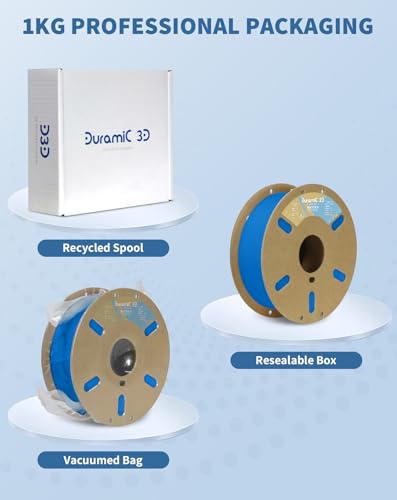 Image of DURAMIC 3D Matte PLA Filament 1.75mm Blue, 1kg Cardboard Spool Matte Finish 3D Printer Filament PLA 1.75mm Dimensional Accuracy 99% + /- 0.03 mm, Printing with FDM 3D Printer, Easy to Remove Support