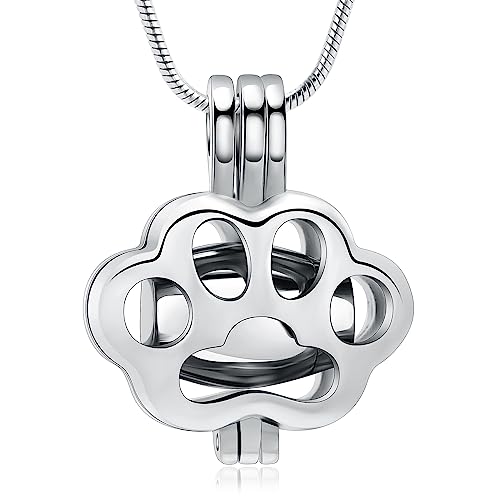 QGJNSGC Pet Cremation Jewelry for Ashes for Dog Cat Paw Print Memorial Locket Urn Necklace with Mini Case Keepsake Cremation Jewelry for Women/Men