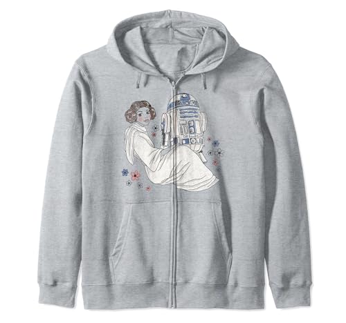 Star Wars Princess Leia And R2-D2 Doodle Zip Hoodie sweat capuche coton