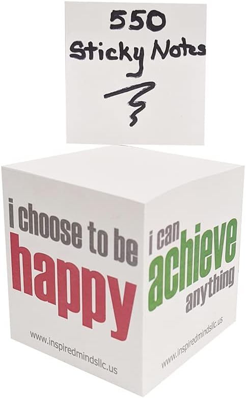 Inspired Minds Inspirational Sticky Notes Memo Cube, 2-3/4", 550 Sheets