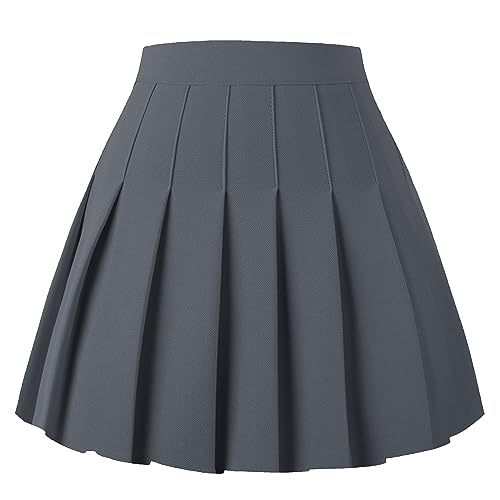 Image of Girstunm Women's Pleated Skirt Mini Skater Basic Skirts High Waist School Girls Uniform Short Cheerleader Skirt