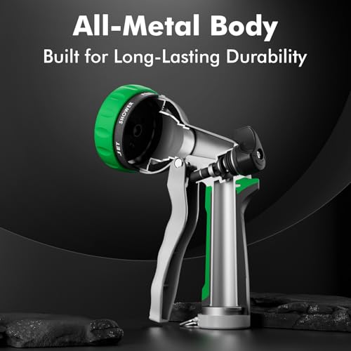 image for RESTMO Garden Hose Nozzle, Heavy Duty Metal Water Hose Nozzle with 7 A