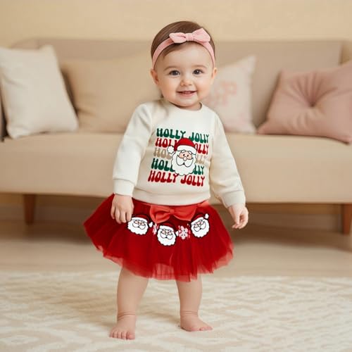 Thorn Tree Toddler Girl Christmas Outfit Baby Santa Sweatshirt Cute Tulle Skirt Set Fall Winter Outfits Clothes2