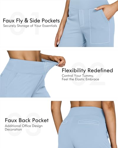 Image of G4Free EverGoing Yoga Pants Women Wide Leg Pants with Pockets High Waist Stretch Dress Casual Sweatpants Petite /Regular /Tall