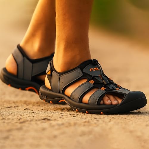 Image of FUEL Soldier-02 Flexible Fisherman Sandals for Men in Comfortable & Breathable Casual Sandals in Protective Bump Toe with Anti-Skid Outdoor & Sports Footwear