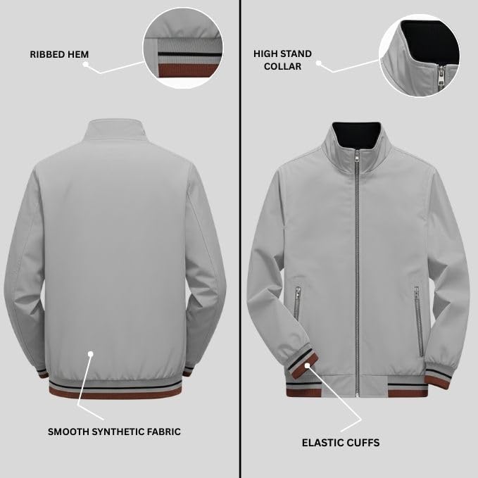 Image of Leriya Fashion Men's Winter Polyester Standard Length Jacket | Lightweight Outerwear Jacket for Men | Full Sleeve Casual Winter Outfit | Stylish Zip-Up Jackets for Daily Travel & Outdoor Use