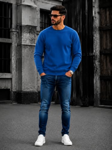 Image of Mack Jonney Men's Solid Winter Sweatshirt|Soft Fleece Fabric Full Sleeve Round Neck Sweatshirt|Stylish Casual Wear for Men-mj-281