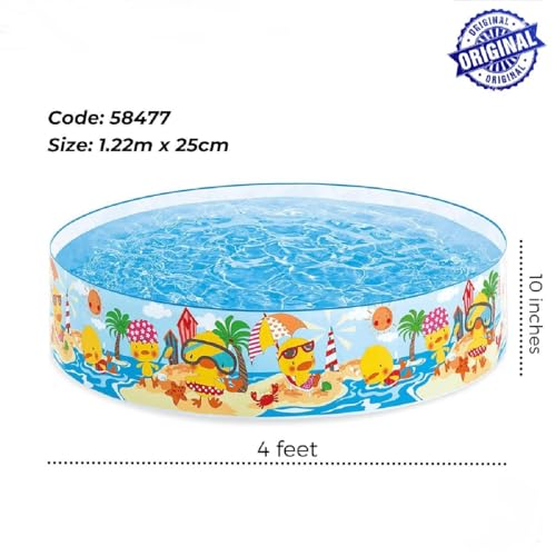 Image of Snapset Bath tub of Without air for Kids /Babies Bathing & Fun at Beach,Home Indoor & Outdoor in Vacation with Easy Setup for Swimming Pool Experience and Enjoyment (4 feet X 10 inches)