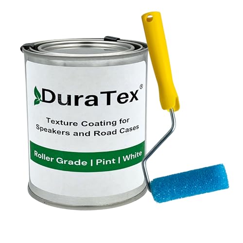 DuraTex® Coating Roller Grade Kit for Speaker Cabinets & Road Cases, Water-Based, Texture Coating for Metal and Wood. Durable, Water-Based Finish, and Scuff-Resistant (White, Pint)