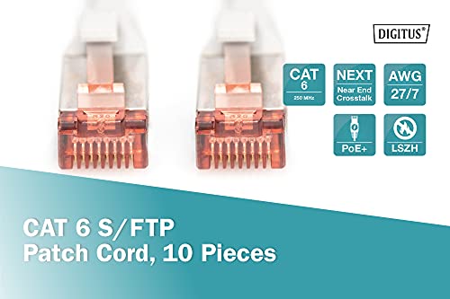 DIGITUS LAN Kabel Cat 6 – 0,5 m – 10 Stück – S/FTP Geschirmt – Grau – Ansicht 2