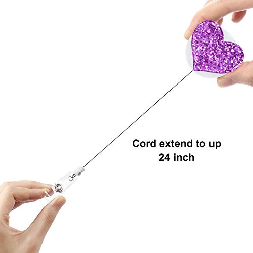 10 Pieces Heart Retractable Badge Reel, Badge Clip Holder For Nurses Women #TOP5
