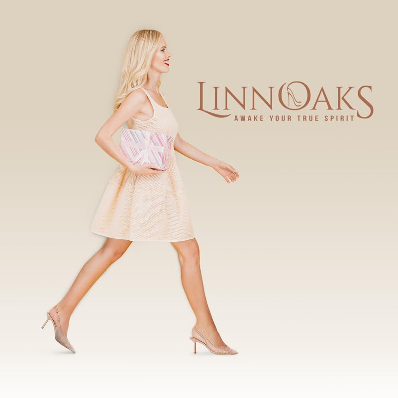 LinnOaks Mesh Kitten Heels Slingback Pumps Pointed Toe Slip On Wedding Dress Shoes3