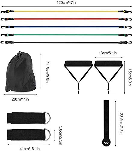 Kit Elástico Extensor 11 Peças Treinamento Pilates Fitness