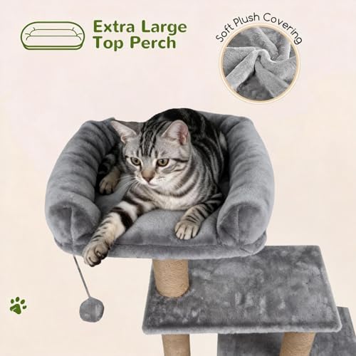 Árbol pequeño para gatos de interior con rascador y cesta miniatura 5