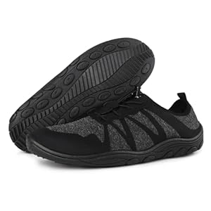 riemot Water Shoes Quick Drying Sports Aqua Lightweight Non-Slip Breathable Shoes for Outdoor Workout Athletic Swim Beach Barefoot for Men Women Black