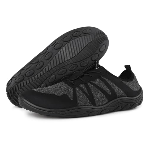riemot Water Shoes Quick Drying Sports Aqua Lightweight Non-Slip Breathable Shoes for Outdoor Workout Athletic Swim Beach Barefoot for Men Black US9/EU42