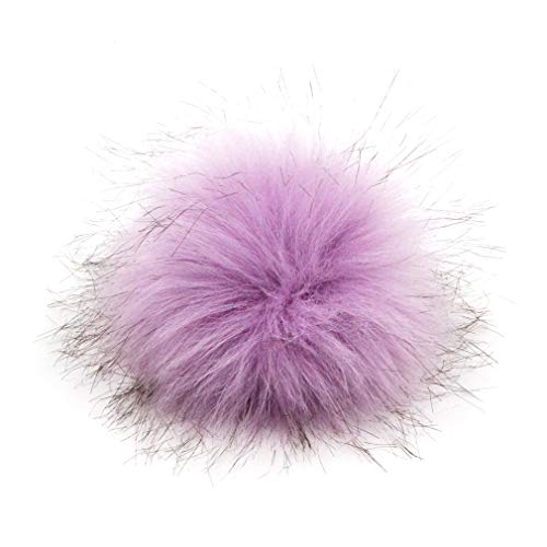 Image of Fluffy Faux Fur Pom Pom Ball for Knitting Accessories, Artificial Pompom with Elastic Cord, Hats Scarves Gloves Bags Charm Accessories, 3.9 Inch Pack of 12 (Lilac)