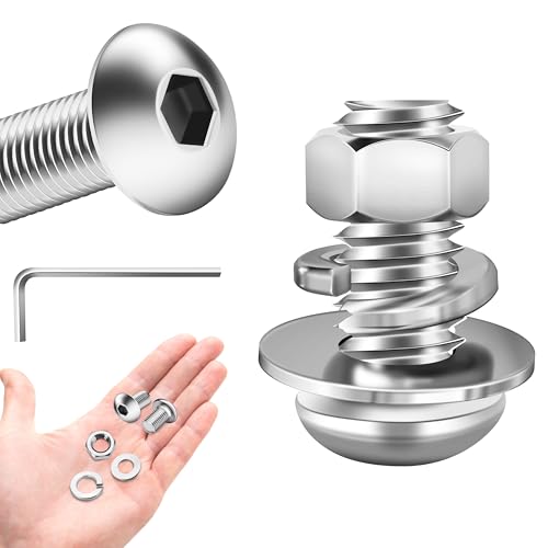 (20 Sets) 5/16-18 Bolt, 5/16 x 3/4 Button Head Socket Cap Bolts Screws, 304 Stainless Steel Nut and Bolt Assortment, Fully Threaded 5/16 Bolts by Marysino