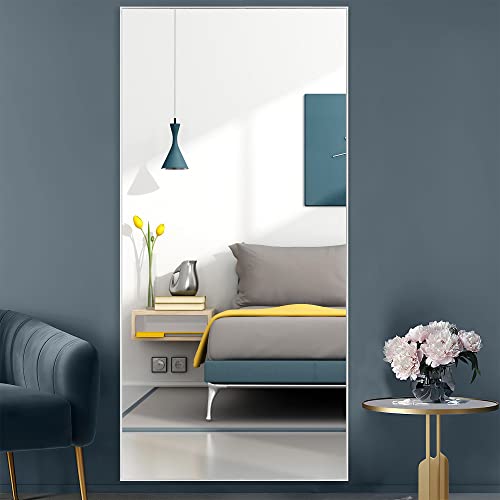 Neutype Full Length Mirror Large Full Body Mirror With Aluminium Metal Frame Floor Mirror Wall-Mounted Mirrors For Living Room Or Dressing Room White 71"X27" #TOP1