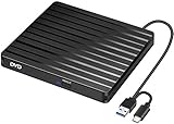 External CD Drive with USB C Port, Optical CD DVD Drive +/-RW Burner Writer Rewriter Reader Portable DVD Drive for Laptop Desktop PC Mac MacBook, for Windows 7/8.1/10 Linux OS System