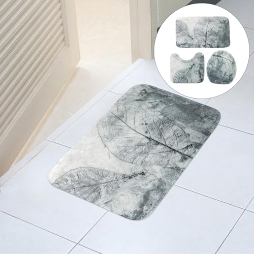 Tapis de salle de bains polyester doux WOONEKY ensemble 3 pièces décoration vintage