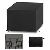 【Impermeable Cubierta impermeable para muebles con material Oxford mejorado】Versión impermeable mejorada. Hecho de tela Oxford de alta calidad con revestimiento de PVC, laminada en el interior con la capa de PVC a través de un procesamiento complejo de fusión en caliente, puede evitar que el agua se filtre a través de la superficie. El revestimiento no hidrofílico en la superficie de la tela hará que el agua fluya como un goteo, manteniendo los muebles de su jardín limpios y secos.