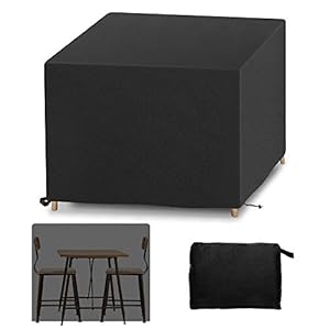 Vivibel Abdeckung für Gartenmöbel, Abdeckung Gartenmöbel, Abdeckhaube Schutzhülle Abdeckplane für Gartenmöbel, Abdeckhaube Möbelsets mit Zugkordel Wasserdichtes Oxford-Gewebe, Rechteckig Schwarz