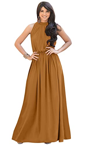 Image of KOH KOH Womens Long Sleeveless Halter Bridesmaid Wedding Guest Maxi Dress