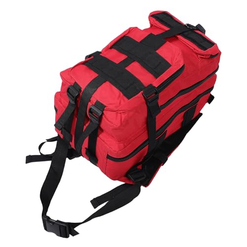 Sac à dos de randonnée léger rouge multi-poches avec bretelles confortables