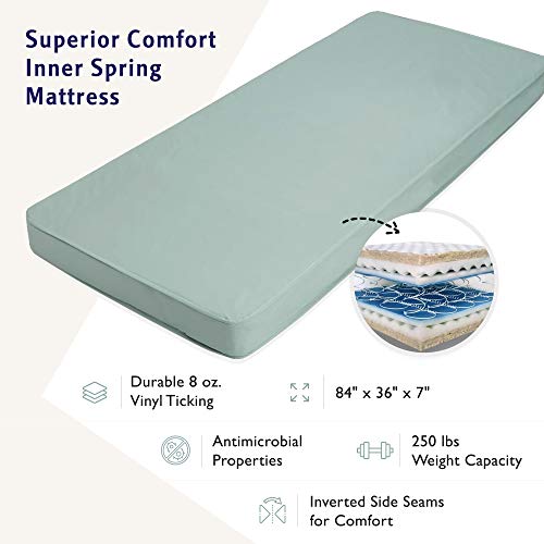 Full Electric Hospital Bed with innerspring Mattress and Full Rails Included - for Home Care Use and Medical Facilities - Fully Adjustable, Easy Transport Casters, Remote - 80" x 36"