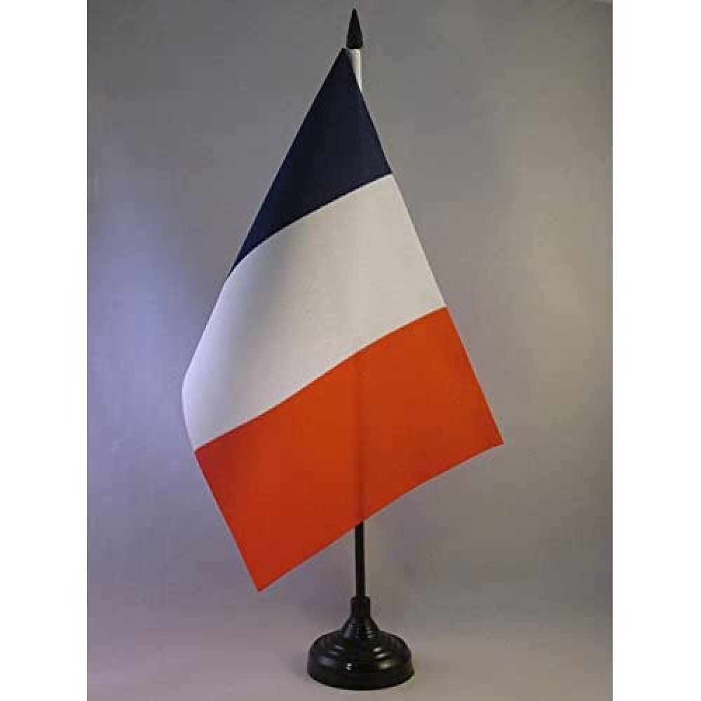AZ FLAG Drapeau de Table France 22x15 cm Drapeau Français Bureau 100% Polyester Hampe 25cm Socle Plastique Noir 20g